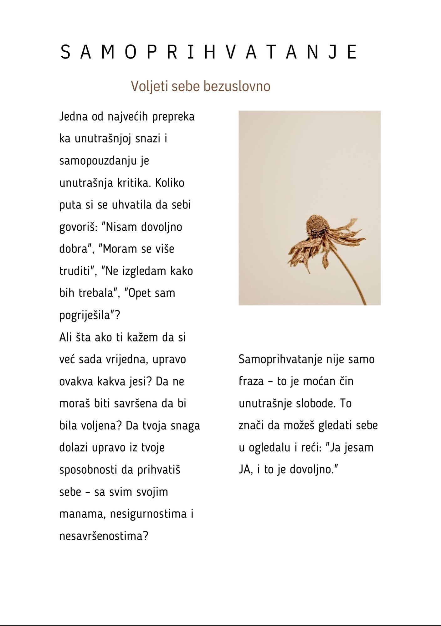 Osnažena Ja- Tvoje pravo, a ne privilegija